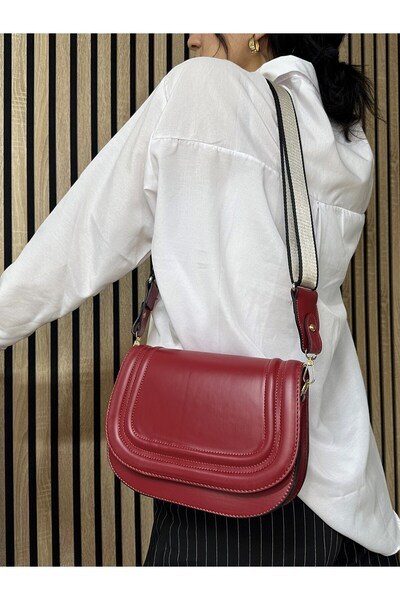 İmerShoes Щоденна жіноча червона сумка через плече з деталями швів, регульованим ременем через плече, стильна, проста 4000