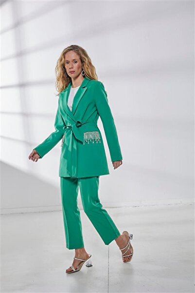 Katre Moodbasic Pockets Jewelled Blazer Jacket Set