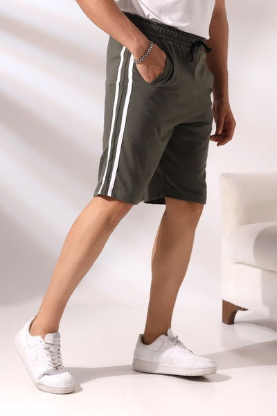 Endies Ανδρικό σορτς διπλό ριγέ 19630 Χακί