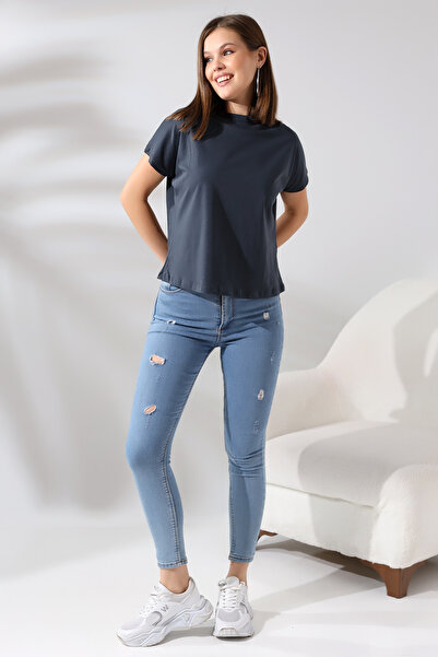 Endies تي شيرت قطني بياقة واقفة 19588 سموكد