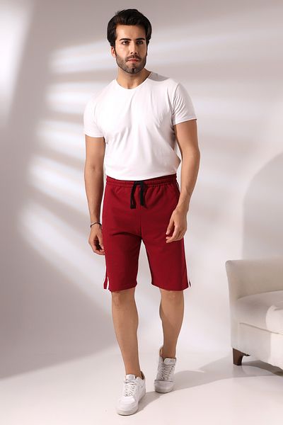 Endies Men's Double Stripe Shorts 19630 Claret Red