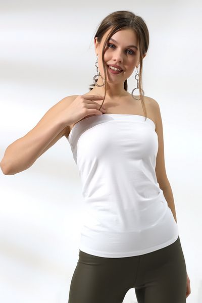 Endies Strapless Cotton Combed Compact Flexible Undershirt 20515 White