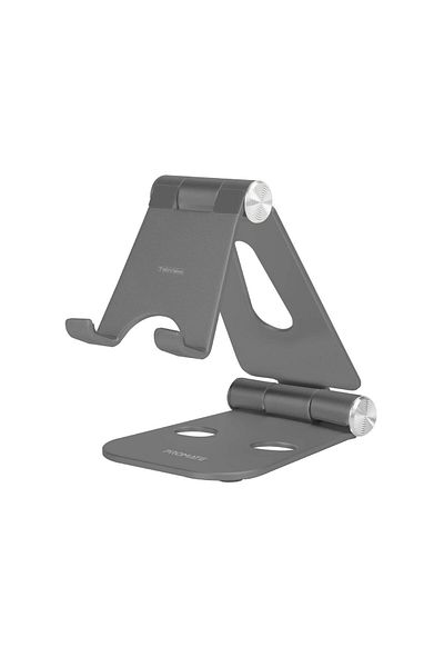 Promate Grau Non-Slip Silikon TabView - Faltbarer Aluminium-Tablet-/Telefonhalter