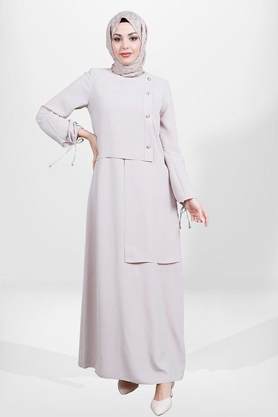 Beyza Μπεζ Φόρεμα Hijab - Μοντέλο 5655