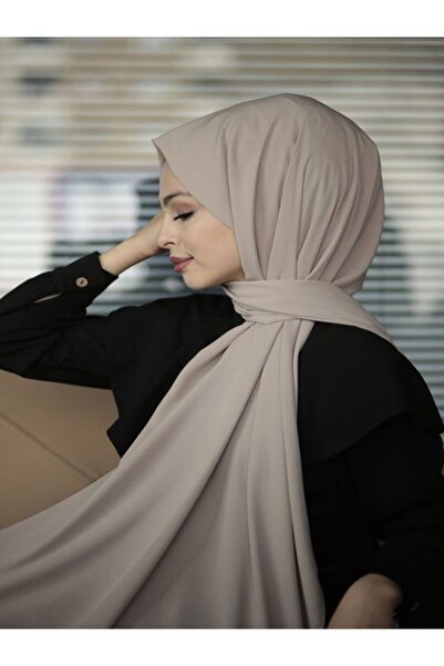 Levidor Kadın Düz Medine Ipeği Sütlü Kahve Şal