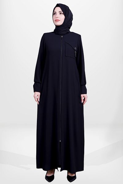 Beyza 3924 Hijab Black Ferace - Λεπτομέρεια με μανσέτα