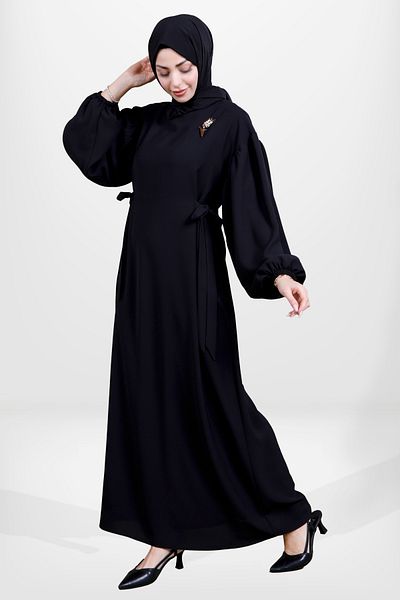 Beyza 5659 Model Hijab Black Tulip Dress