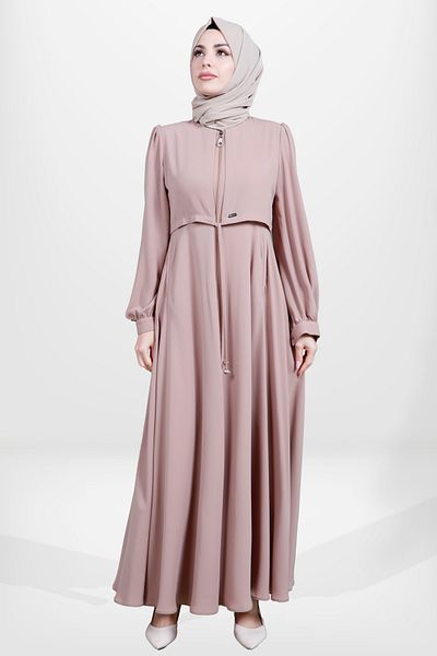 Beyza 3908 Μοντέλο Hijab Flared Ferace - Μπεζ
