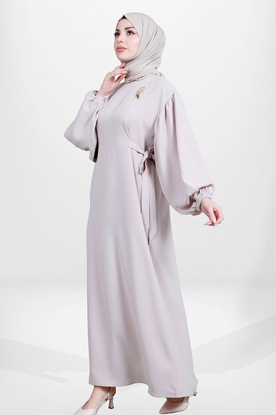 Beyza 5659 Μοντέλο Μπεζ Φόρεμα Hijab Tulip