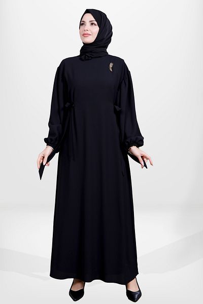 Beyza 5659 Model Hijab Black Tulip Dress
