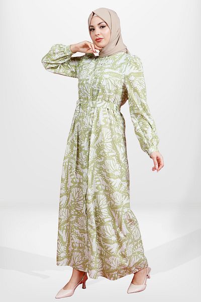 Beyza 5633 Hijab - Φόρεμα Oil Green Shirt