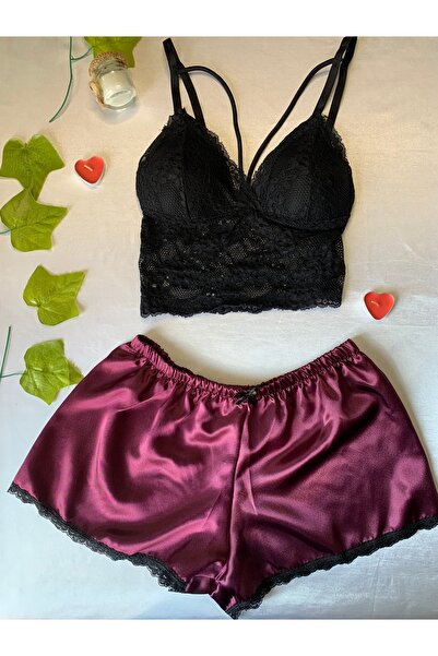 Fashion'S Saten şortlu bralet takım