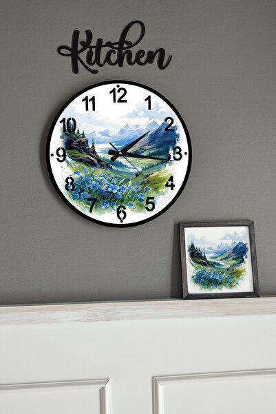 Wooden Factory Watercolor Series, Suluboya Serisi Duvar Saati, Tablo Kitchen ...