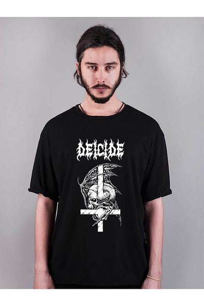 Darkia Μπλουζάκι Rock n Roll Punk Design Printed Oversize Mold Μαύρο T-Shirt