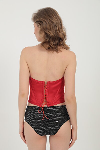 NUİTAMORE Nuitamore Special Design Red Strapless Crop Bustier