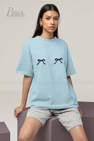 Pear Wear Μπλουζάκι με κορδέλα Unisex με στάμπα με φιόγκο Oversize T-shirt