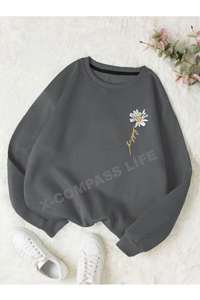 x-compass life Femei / Fete Decolteu Crew Swit Pe Daisy Printed Seasons