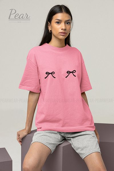 Pear Wear Μπλουζάκι με κορδέλα Unisex με στάμπα με φιόγκο Oversize T-shirt