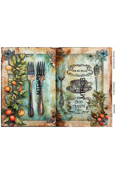 LİNEART Brass Patterned LineArt Decopage Paper - LA-MTFK33
