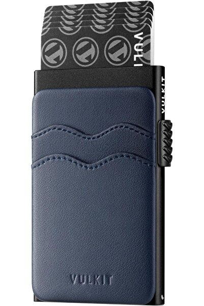 VULKIT حافظة بطاقات معدنية رفيعة تعمل بتقنية تحديد الهوية بموجات الراديو، ومحفظة جلدية