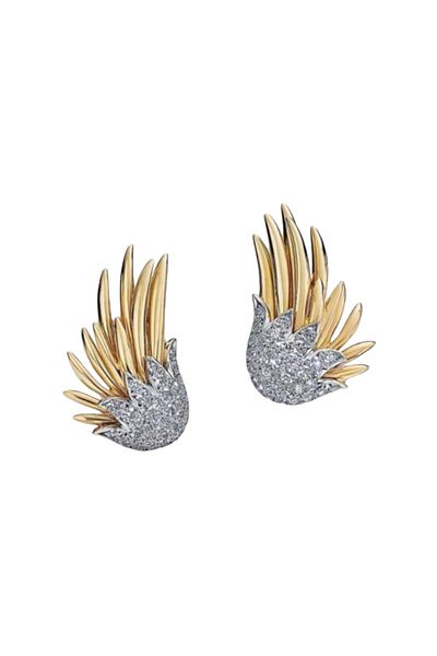 Finery by Nerrs Special design wing model zircon stone two-color earrings