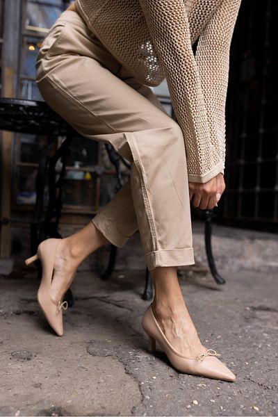 ANGELİNA JONES MAXY PANTOF DE FEMEI BEJ TEN SHOOTLET STYLE MOALE TOC