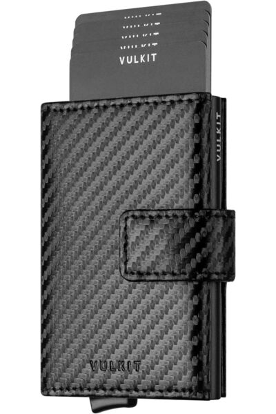 VULKIT محفظة جلدية منبثقة مع حامل بطاقة الائتمان - حجب RFID وتصميم أنيق