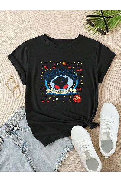 aynewmoda υπερμεγέθη χαριτωμένο μπλουζάκι με στάμπα kirby