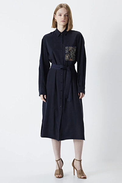 İpekyol Women's Crystal Jewelled Shirt Dress - Navy Blue
