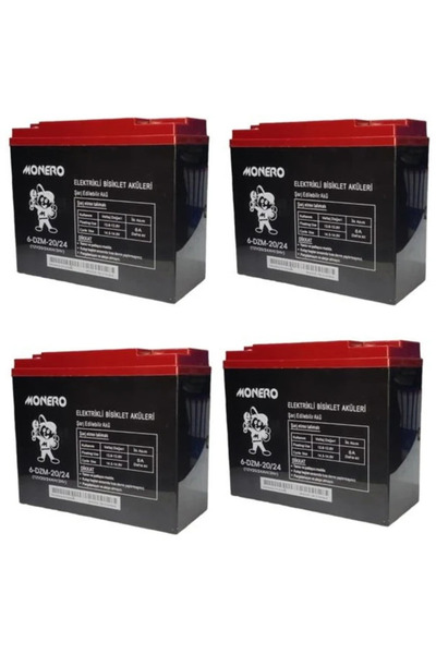 monero Akü 12 V 20 Ah/22 Ah Elektrikli Bisiklet Aküsü (4’lü Takım) Swan Monero