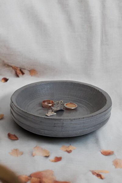 Ghogol Home Διακοσμητικό πιάτο κοσμημάτων και αξεσουάρ από σκυρόδεμα ανθρακίτ...