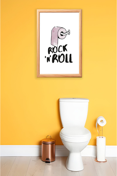 TRENDPOSTER Tablou modern cu ramă naturală din lemn pentru casă și baie (SE E...