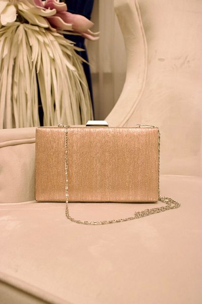 mossi Rose Striped Women's Chain Evening Dress Bag Clutch Portfolio Bag