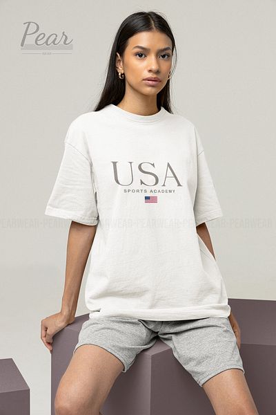 Pear Wear Μπλουζάκι USA Printed Unisex T-shirt Oversize