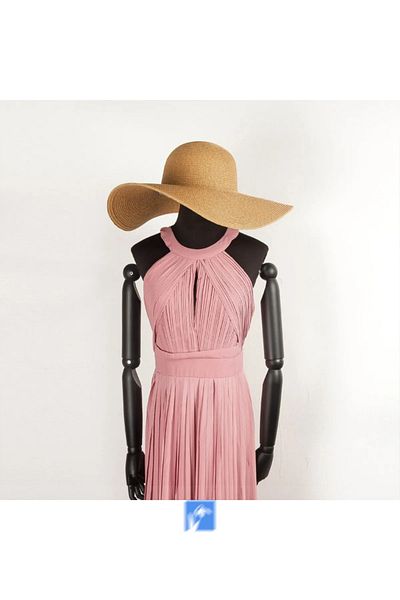 Kardelen Butik Denizli Luxury Straw Beach Hat, Foldable Large Unit (Diameter 47 Cm, Includes Thinning Rope)