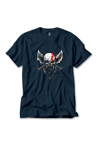 Z zepplin Μπλουζάκι God Of War Skull Kratos Navy Blue
