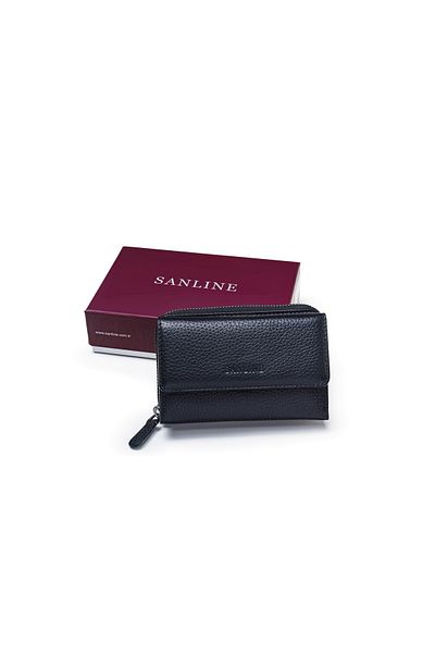 SANLINE 2754 Model Genuine Leather Black Women's Wallet
