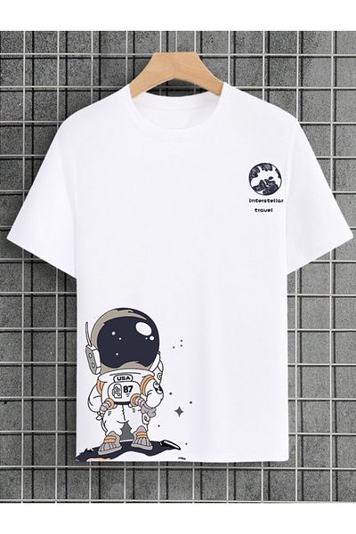 aynewmoda Tricou oversize cu imprimeu astronaut