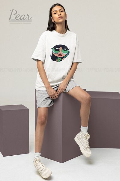 Pear Wear Μπλουζάκι Unisex Oversize με σχέδιο Powerpuff Girls Buttercup