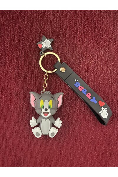 Esmay قطة مجسمة سلسلة مفاتيح سيليكون حقيبة زخرفة 1 قطعة