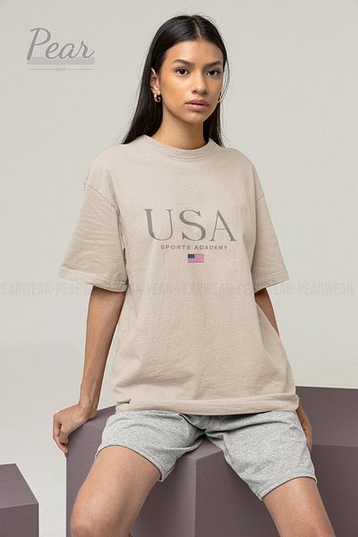 Pear Wear Μπλουζάκι USA Printed Unisex T-shirt Oversize
