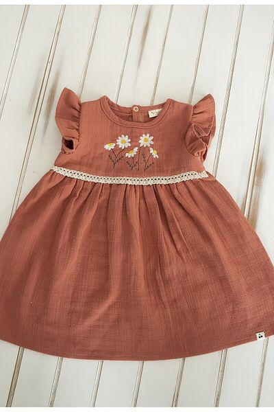 Kirazkids Rochie de muselină cu mânecă scurtă Rosie - Daisy Tile