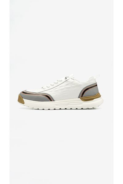Guja Γκρι ριγέ ανδρικό sneaker από δέρμα
