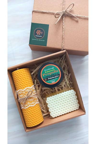 Petekoğlu Doğal Petek Balmumu Mum Ballı Sabun Balmumu Propolis Krem Seti