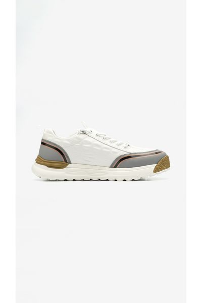 Guja Γκρι ριγέ ανδρικό sneaker από δέρμα