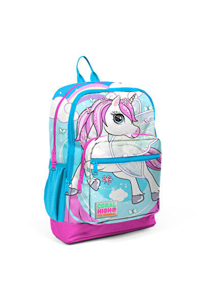Yaygan Coral High Kids Unicorn Desenli Dört Bölmeli Okul Sırt Çantası 23711