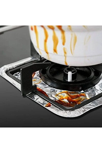 EveFix 10 Adet Yeniden Kullanılabilir Kalın Alüminyum Folyo Ocak Fırın Gaz Ka...