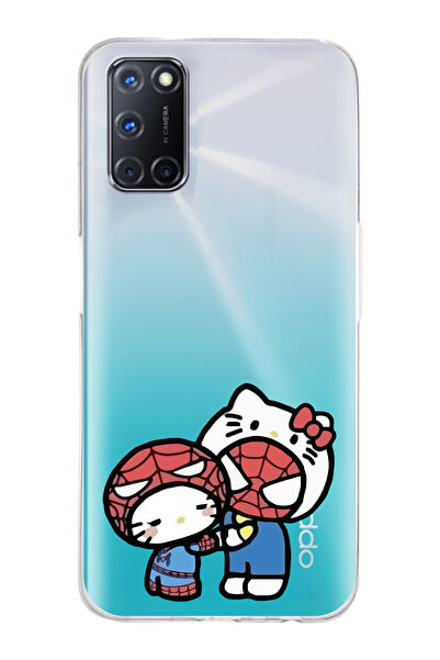 Magic Ring Oppo A52/A72/A92 Uyumlu Hello Kity & Spiderman Tasarımlı Şeffaf Te...