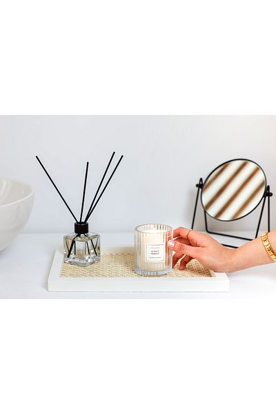 Maison Avf White Rattan Hazeran - 100% Natural, Rectangular Tray M038