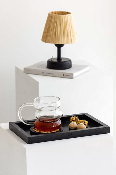 Maison Avf 29x19cm Black Mini Rectangular Wooden Tray - Decoration Organizer
